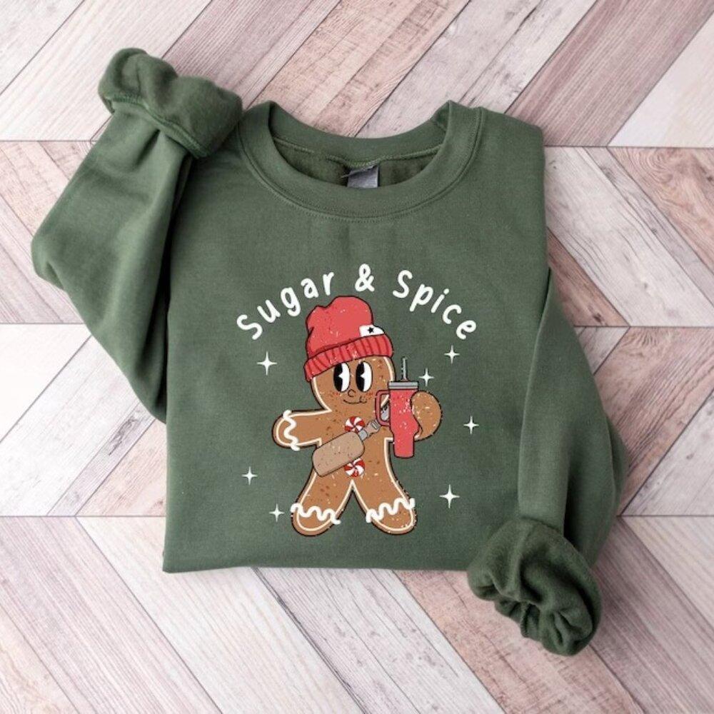 Gingerbread Christmas Coffee Sweatshirt Holiday Baking Cozy Pullover